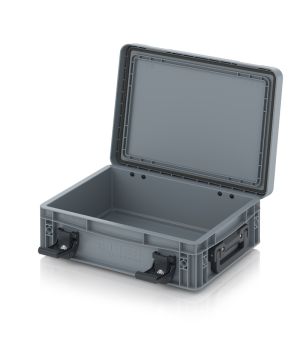 Eurobehälter mit Scharnierdeckel Pro EDP S 43/12 HG 2G in silbergrau (RAL 7001), 411 × 328 mm
