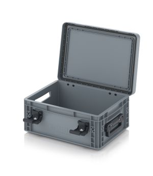Eurobehälter mit Scharnierdeckel Pro EDP S 43/17 2G in silbergrau (RAL 7001), 411 × 328 mm