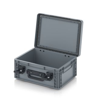Eurobehälter mit Scharnierdeckel Pro EDP S 43/17 HG 1G in silbergrau (RAL 7001), 411 × 328 mm