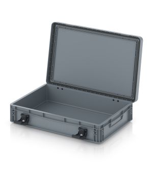 Eurobehälter mit Scharnierdeckel Pro EDP S 64/12 HG in silbergrau (RAL 7001), 611 × 427 mm