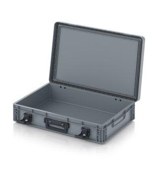 Eurobehälter mit Scharnierdeckel Pro EDP S 64/12 HG 1G in silbergrau (RAL 7001), 611 × 427 mm