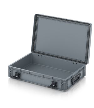 Eurobehälter mit Scharnierdeckel Pro EDP S 64/12 HG 2G in silbergrau (RAL 7001), 611 × 427 mm