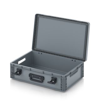 Eurobehälter mit Scharnierdeckel Pro EDP S 64/17 1G in silbergrau (RAL 7001), 611 × 427 mm
