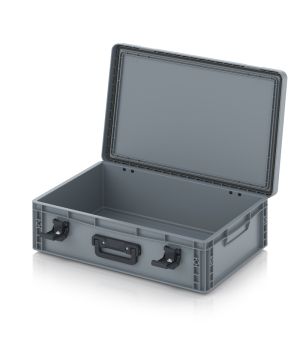 Eurobehälter mit Scharnierdeckel Pro EDP S 64/17 HG 1G in silbergrau (RAL 7001), 611 × 427 mm