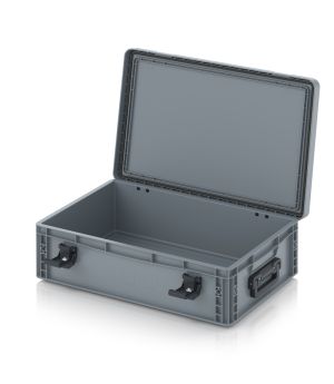 Eurobehälter mit Scharnierdeckel Pro EDP S 64/17 HG 2G in silbergrau (RAL 7001), 611 × 427 mm