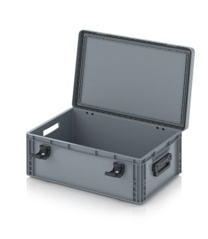 Eurobehälter mit Scharnierdeckel Pro EDP S 64/22 2G in silbergrau (RAL 7001), 611 × 427 mm