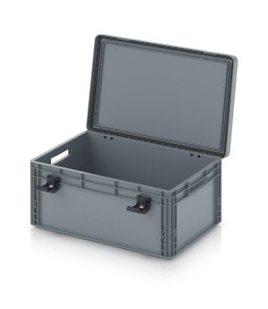 Eurobehälter mit Scharnierdeckel Pro EDP S 64/27 in silbergrau (RAL 7001), 611 × 427 mm