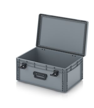 Eurobehälter mit Scharnierdeckel Pro EDP S 64/27 HG 1G in silbergrau (RAL 7001), 611 × 427 mm