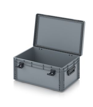 Eurobehälter mit Scharnierdeckel Pro EDP S 64/27 HG 2G in silbergrau (RAL 7001), 611 × 427 mm