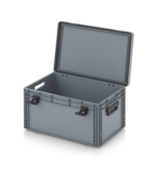 Eurobehälter mit Scharnierdeckel Pro EDP S 64/32 2G in silbergrau (RAL 7001), 611 × 427 mm