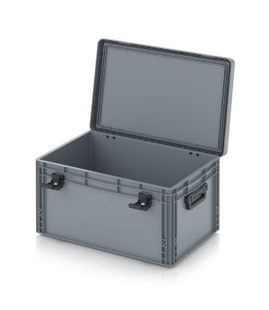 Eurobehälter mit Scharnierdeckel Pro EDP S 64/32 HG 2G in silbergrau (RAL 7001), 611 × 427 mm