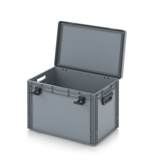 Eurobehälter mit Scharnierdeckel Pro EDP S 64/42 2G in silbergrau (RAL 7001), 611 × 427 mm