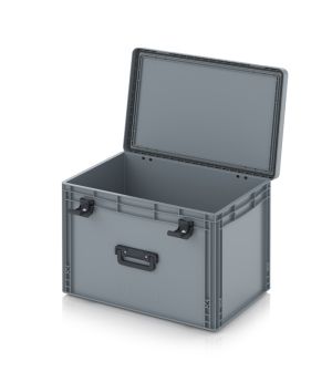 Eurobehälter mit Scharnierdeckel Pro EDP S 64/42 HG 1G in silbergrau (RAL 7001), 611 × 427 mm