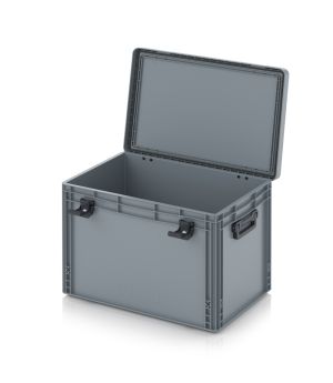 Eurobehälter mit Scharnierdeckel Pro EDP S 64/42 HG 2G in silbergrau (RAL 7001), 611 × 427 mm