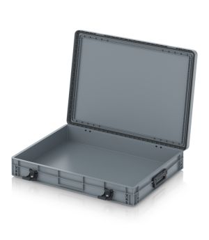 Eurobehälter mit Scharnierdeckel Pro EDP S 86/12 HG 2G in silbergrau (RAL 7001), 813 × 628 mm