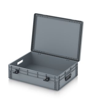 Eurobehälter mit Scharnierdeckel Pro EDP S 86/22 2G in silbergrau (RAL 7001), 813 × 628 mm