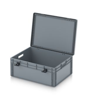 Eurobehälter mit Scharnierdeckel Pro EDP S 86/32 in silbergrau (RAL 7001), 813 × 628 mm