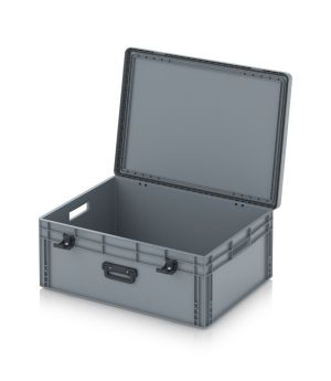 Eurobehälter mit Scharnierdeckel Pro EDP S 86/32 1G in silbergrau (RAL 7001), 813 × 628 mm
