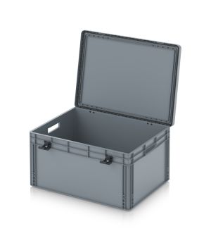 Eurobehälter mit Scharnierdeckel Pro EDP S 86/42 in silbergrau (RAL 7001), 813 × 628 mm
