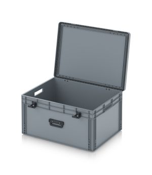 Eurobehälter mit Scharnierdeckel Pro EDP S 86/42 1G in silbergrau (RAL 7001), 813 × 628 mm