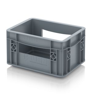 Eurobehälter geschlossen EG 21512 HG HO in silbergrau (RAL 7001), 200 × 150 mm