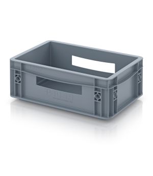 Eurobehälter geschlossen EG 32/12 HG HO in silbergrau (RAL 7001), 300 × 200 mm
