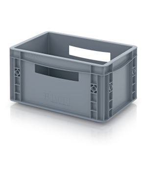 Eurobehälter geschlossen EG 32/17 HG HO in silbergrau (RAL 7001), 300 × 200 mm