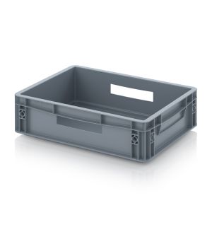Eurobehälter geschlossen EG 43/12 HG HO VB in silbergrau (RAL 7001), 400 × 300 mm