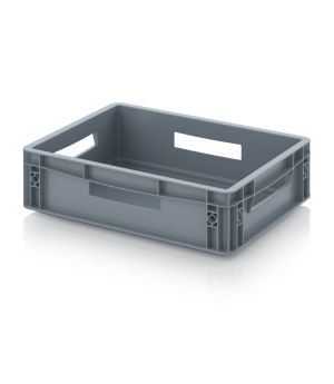 Eurobehälter geschlossen EG 43/12 HO VB in silbergrau (RAL 7001), 400 × 300 mm