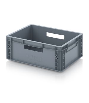 Eurobehälter geschlossen EG 43/17 HG HO VB in silbergrau (RAL 7001), 400 × 300 mm