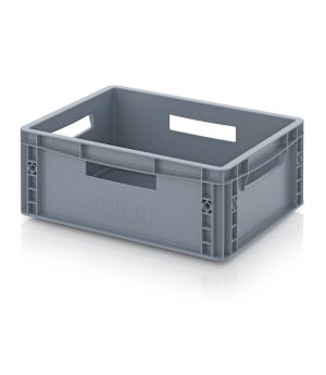 Eurobehälter geschlossen EG 43/17 HO in silbergrau (RAL 7001), 400 × 300 mm