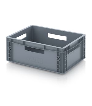 Eurobehälter geschlossen EG 43/17 HO VB in silbergrau (RAL 7001), 400 × 300 mm