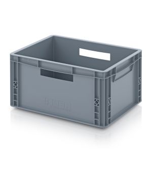 Eurobehälter geschlossen EG 43/22 HG HO in silbergrau (RAL 7001), 400 × 300 mm