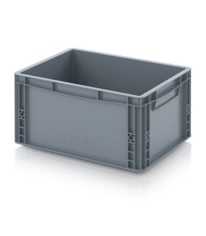 Eurobehälter geschlossen EG 43/22 HG VB in silbergrau (RAL 7001), 400 × 300 mm