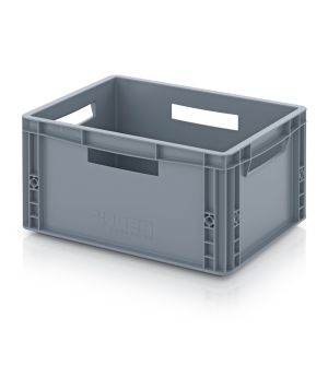 Eurobehälter geschlossen EG 43/22 HO in silbergrau (RAL 7001), 400 × 300 mm