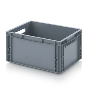 Eurobehälter geschlossen EG 43/22 VB in silbergrau (RAL 7001), 400 × 300 mm
