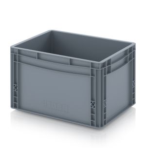 Eurobehälter geschlossen EG 43/27 HG VB in silbergrau (RAL 7001), 400 × 300 mm
