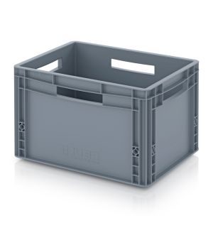 Eurobehälter geschlossen EG 43/27 HO in silbergrau (RAL 7001), 400 × 300 mm