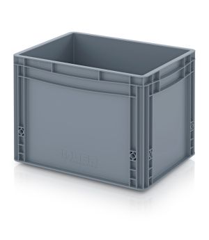 Eurobehälter geschlossen EG 43/32 HG in silbergrau (RAL 7001), 400 × 300 mm