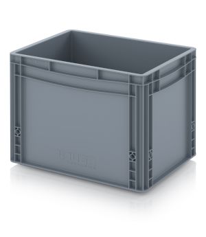 Eurobehälter geschlossen EG 43/32 HG VB in silbergrau (RAL 7001), 400 × 300 mm