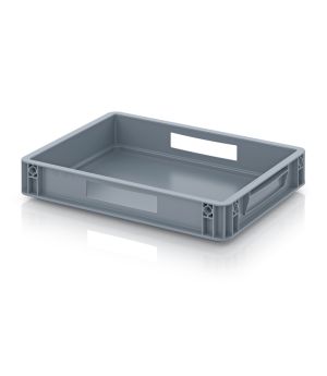 Eurobehälter geschlossen EG 43/75 HG HO in silbergrau (RAL 7001), 400 × 300 mm