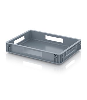 Eurobehälter geschlossen EG 43/75 HO in silbergrau (RAL 7001), 400 × 300 mm