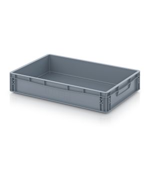 Eurobehälter geschlossen EG 64/12 HG in silbergrau (RAL 7001), 600 × 400 mm