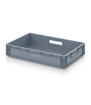 Eurobehälter geschlossen EG 64/12 HG HO in silbergrau (RAL 7001), 600 × 400 mm
