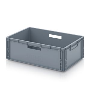 Eurobehälter geschlossen EG 64/22 HG HO in silbergrau (RAL 7001), 600 × 400 mm
