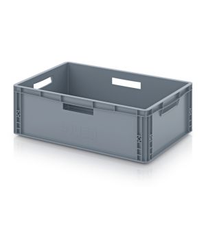 Eurobehälter geschlossen EG 64/22 HO in silbergrau (RAL 7001), 600 × 400 mm
