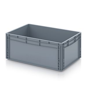 Eurobehälter geschlossen EG 64/27 HG in silbergrau (RAL 7001), 600 × 400 mm