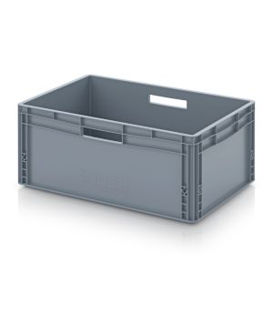 Eurobehälter geschlossen EG 64/27 HG HO in silbergrau (RAL 7001), 600 × 400 mm