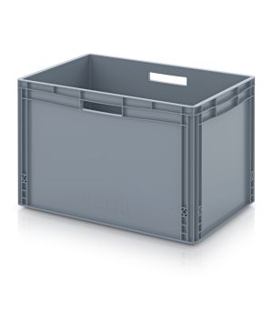 Eurobehälter geschlossen EG 64/42 HG HO in silbergrau (RAL 7001), 600 × 400 mm