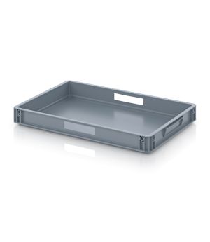 Eurobehälter geschlossen EG 64/75 HG HO in silbergrau (RAL 7001), 600 × 400 mm
